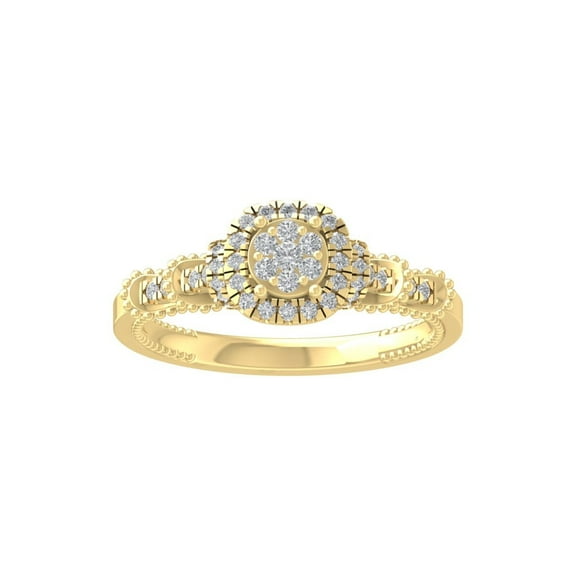 ARAIYA FINE JEWELRY 10K Yellow Gold Lab-Grown Diamond Engagement Ring (1/3 cttw Round-shape Lab-Grown Diamonds (D-F Color, VS Clarity) Size 8.5