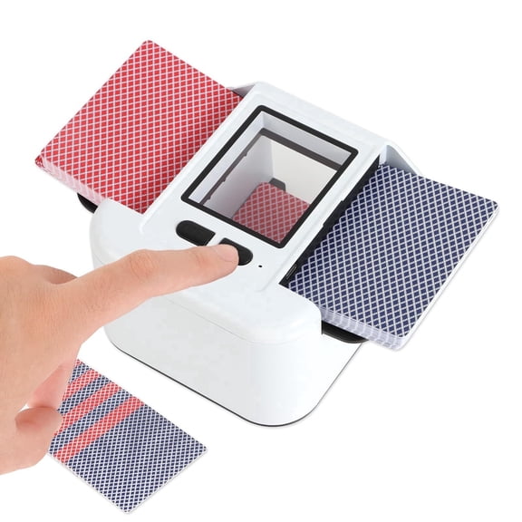 1-2 Deck Automatic Card Shuffler, Rechargeable Card Shuffler 2 Deck for UNO, Poker, Phase 10, Skip-Bo, Texas Hold'em, Blackjack, Cards Game