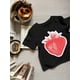 thumbnail image 1 of Camiseta de niña con estampado de fresas, suave y elástica, de tela transpirable, cuello redondo gris claro, manga corta, top informal de verano con adorable fresa D, 1 of 5