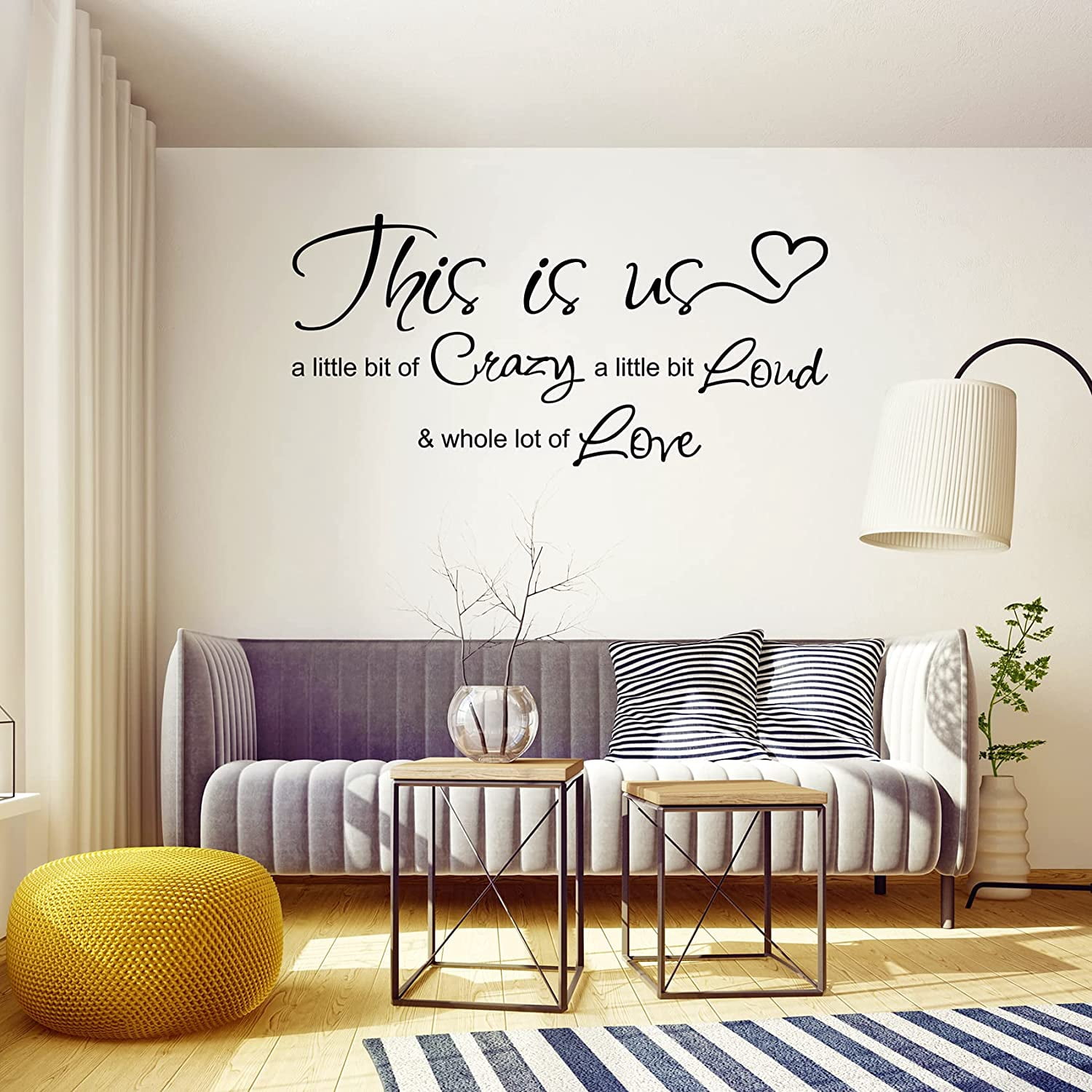 QTH This is Us Crazy Loud Love Vinyl Wall Stickers,Inspirational Quotes Wall Art for Living Room Decoration, Family Wall Art Home Decoration Wall Stickers & Murals