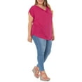 thumbnail image 2 of Wright's Women's Plus Size Short Sleeved Drape Front Top, 2 of 3