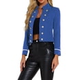 thumbnail image 4 of CHAQUETA VINTAGE STEAMPUNK PARA MUJERES INSPIRADA EN LOS AÑOS 60, CHAQUETA CASUAL CON BOTONES EN LA PARTE DELANTERA, COLOR AZUL REAL, 4 of 5