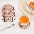 thumbnail image 3 of Yayeee 6 PCS Drink Coasters with Holder Set Woven Absorbent Round Tabletop Hot Pad, Pastel Pink Halloween, 3 of 7