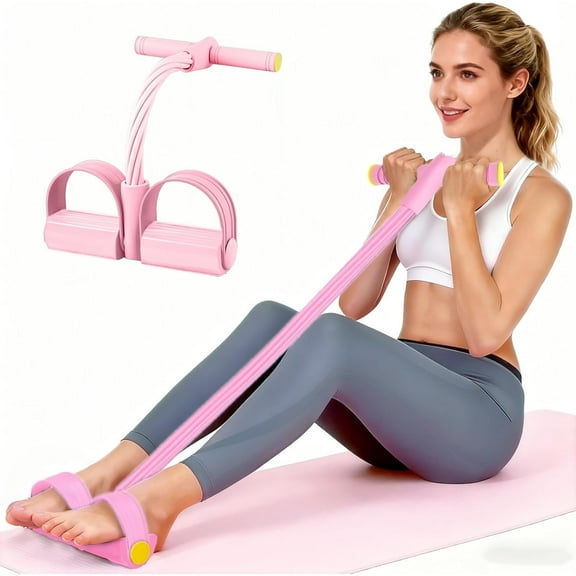 Koudindg 21 Fitness Resistance Bands -6 Tube, Resistance Bands with Foot Loops, Sit Up Training Band, Fitness Pedal Ankle Puller(Pink)
