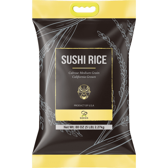 Soeos Premium Sushi Rice, Calrose Rice, Medium Grain, 80 oz (5 lb) 2.27Kg