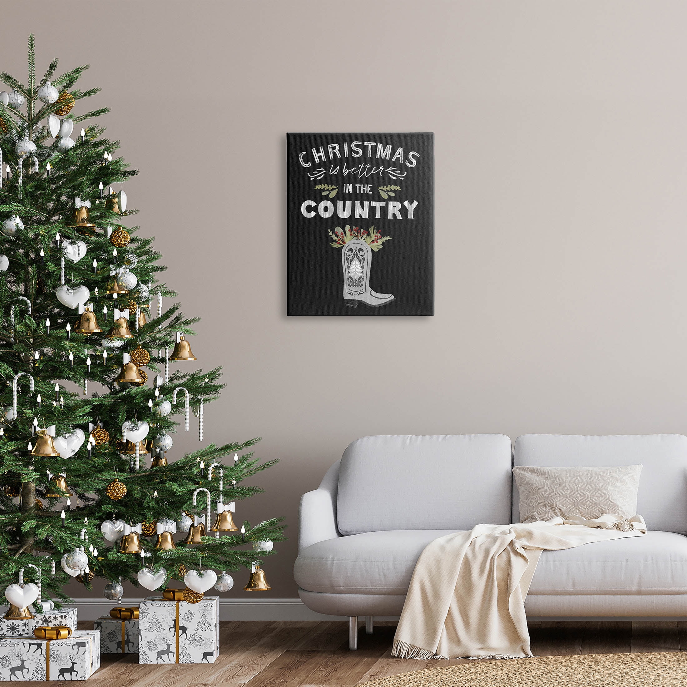 Christmas Better In Country Phrase Holiday Graphic Art Gallery Wrapped Canvas Print Wall Art