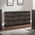 thumbnail image 2 of Benjara Acy 67 Inch Dresser, 6 Drawers, Brownish Gray, Black Wood, Bar Handles, 2 of 6