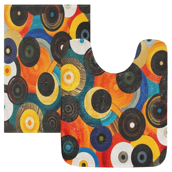 Ryvnso Modern Circles Bathroom Shaggy Rugs Toilet Mat Soft Contour Rug