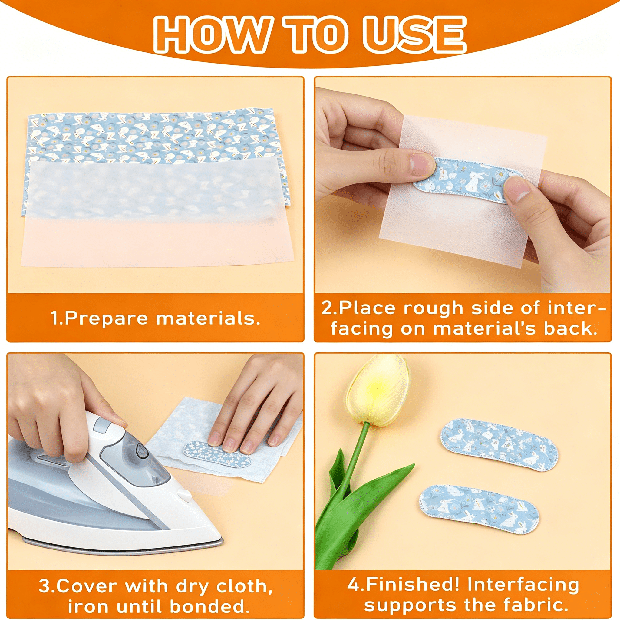 AUQ 2026 New Medium Weight White Iron-On Non-Woven Fusible Interfacing: 11.6" X 30Yd Medium Weight Non-Woven Interfacing Iron on Polyester Single-Sided Interfacing for Diy Crafts Supplies