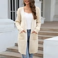 thumbnail image 2 of Vedolay Sweaters for Women Solid Color Sweaters Casual Open Front Cardigan Sweater Khaki,L, 2 of 5