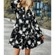 thumbnail image 1 of Vestido midi ANGGREK Estampado Floral Cuello Recortado Con Volantes Elegante Suave Para viajes, 1 of 8