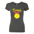thumbnail image 2 of Wild Bobby, Tennis Mom Cute Bow Ribbon Tennis Ball, Mother's Day, Women Slim Fit Junior Tee, Dark Grey, Large, 2 of 3
