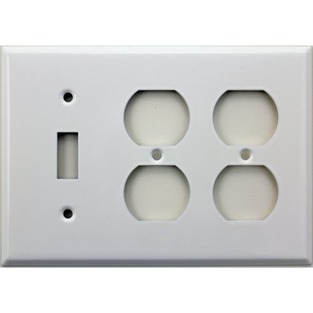 Stamped Steel Smooth White 3 Gang Wall Plate 1 Toggle Switch 2 Duplex