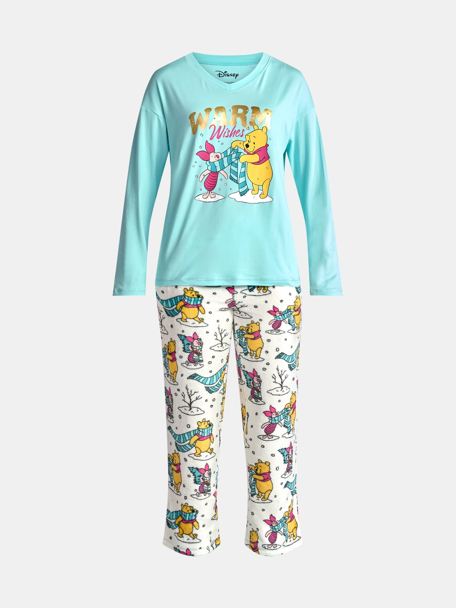Winnie the Pooh Women's and Women’s Plus Top, Pants and Socks Holiday Sleep Gift Set, 3-Piece, Sizes XS-3X