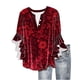 thumbnail image 2 of Tejiojio Women's Casual Printed Top Lace Trim V-Neck 3/4 Sleeves Button Down Fashionable Daily Wear, 2 of 6