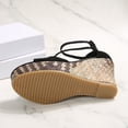 thumbnail image 5 of Women's Fashionable Versatile Plus Size Outerwear Wedge Sandals-Solid Color Round Toe Open Toe Back Zip Black 39, 5 of 9