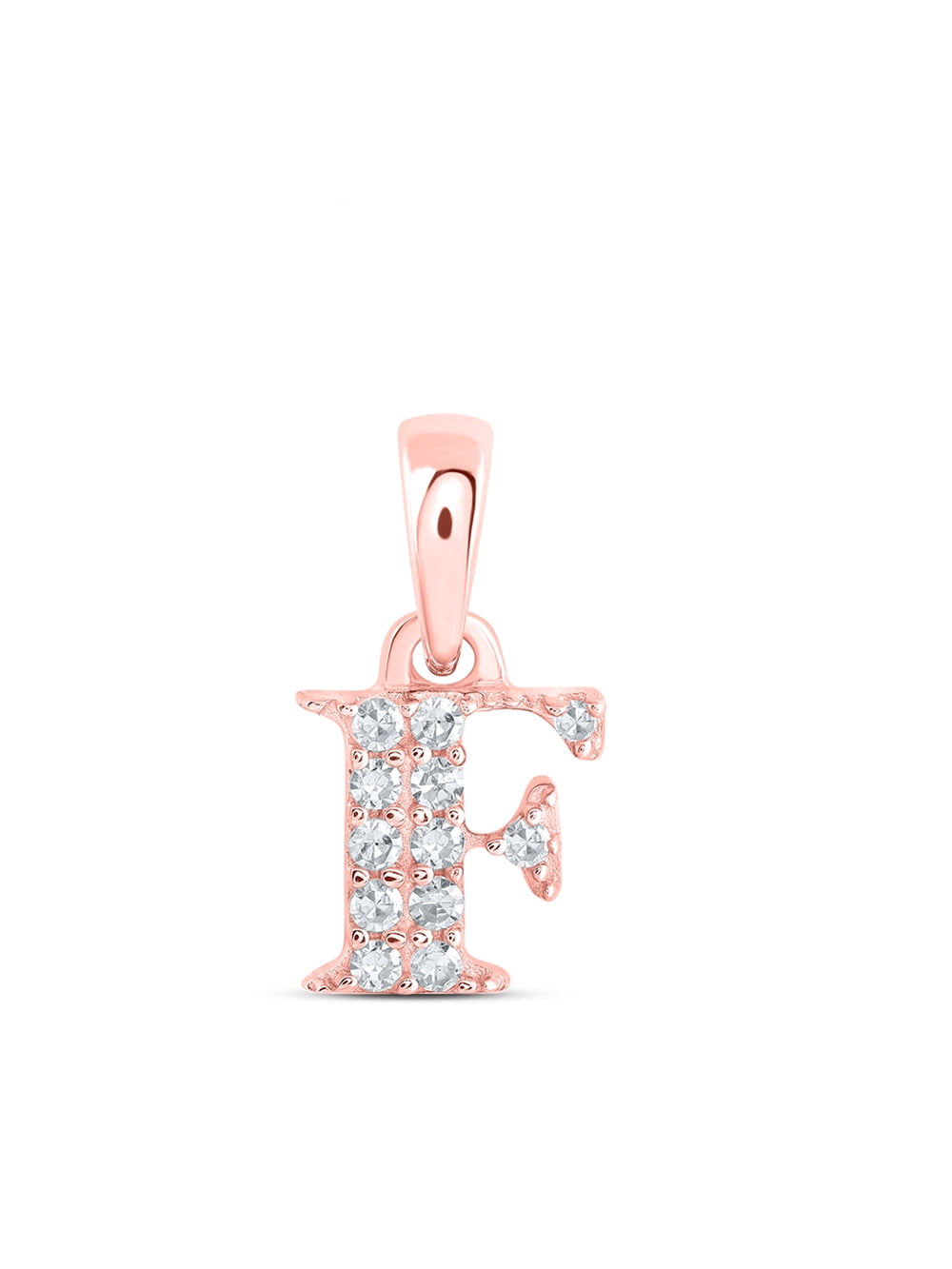 10kt Rose Gold Womens Round Diamond F Initial Letter Pendant 1/20