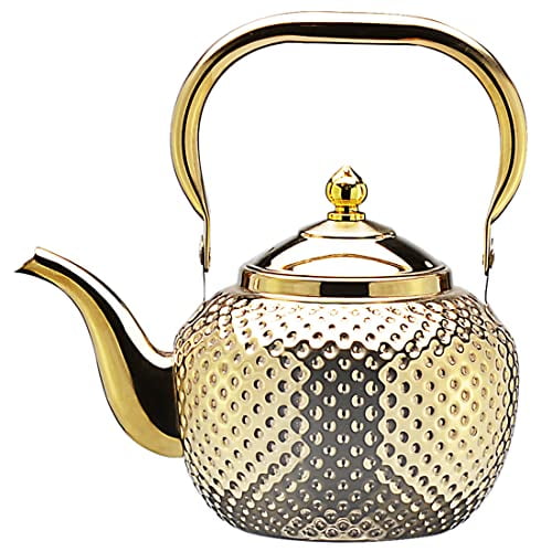 SANQIAHOME teapot with Infuser stainless steel Water Boilers Loose Leaf Tea Maker Water Kettle for Induction/Gas(1200ml, gold)