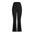 thumbnail image 4 of XFLWAM Women's Split Front Flare Leg Long Pants Elastic High Waist Elegant Casual Work Slacks Trousers Black XL, 4 of 6
