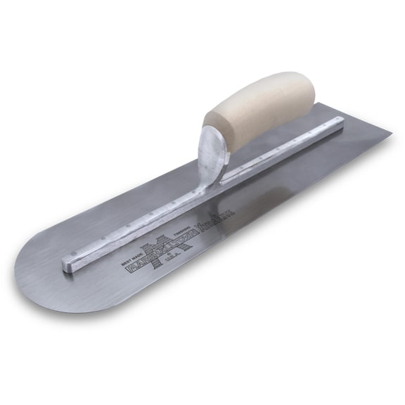 MARSHALLTOWN MXS81RE Rounded Front Finishing Trowel, 18 x 4 inch Blue Steel Concrete Finishing Tool