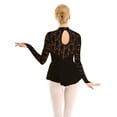 thumbnail image 3 of TiaoBug Women's Lace Figure Ice Skating Dress Long Sleeve Ballet Dance Leotard Dress Lyrical Performance Costume Black XS, 3 of 7