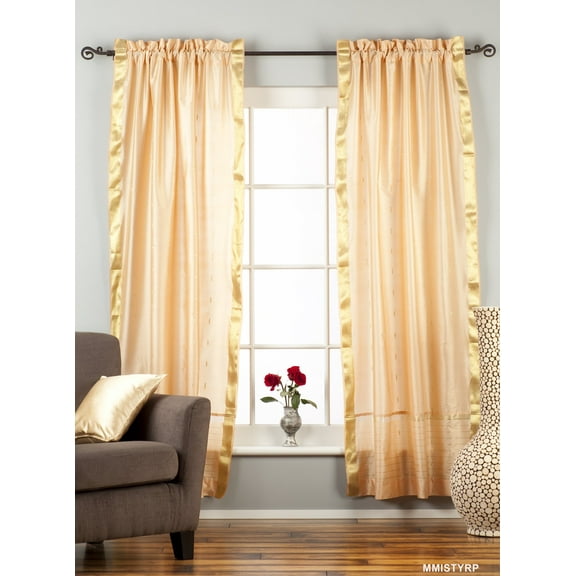 Misty Rose Rod Pocket Sheer Sari Cafe Curtain / Drape / Panel-43W x 36L-Pair