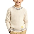 thumbnail image 2 of Atogsazn Toddler Baby Boys Knit Sweater Kids Crew Neck Long Sleeve Pullover Sweaters Fall Wintet Tops Beige 4-5Years Fashion, 2 of 6