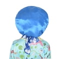 thumbnail image 5 of Women Silk Bonnet for Sleeping Satin Lined Hair Bonnet with Floral Tie Band for Curly Hair Protection - Blue, 5 of 7
