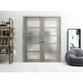 thumbnail image 5 of Slab Barn Door Panel Frosted Glass | Quadro 4002 Nebraska Grey | Sturdy Finished Doors | Pocket Closet Sliding-32" x 80", 5 of 5