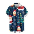 thumbnail image 5 of SERTG Men's Christmas Print Short Sleeve Shirt Lapel Collar Button Front Resort Casual Hawaiian Shirt Men Christmas Gifts Tops(Wine,5XL), 5 of 6