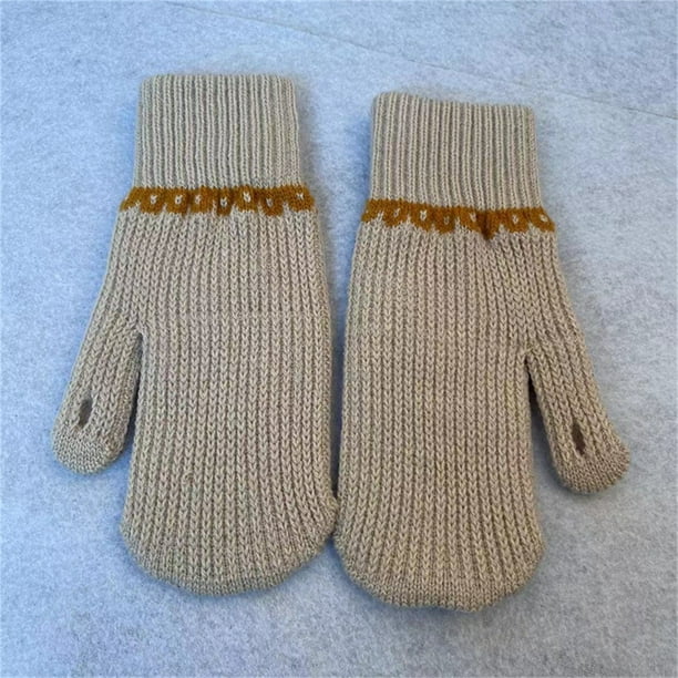 Guantes de mujer de color sólido a prueba de frío, sin dedos, cálidos, de punto, mitones para mujer