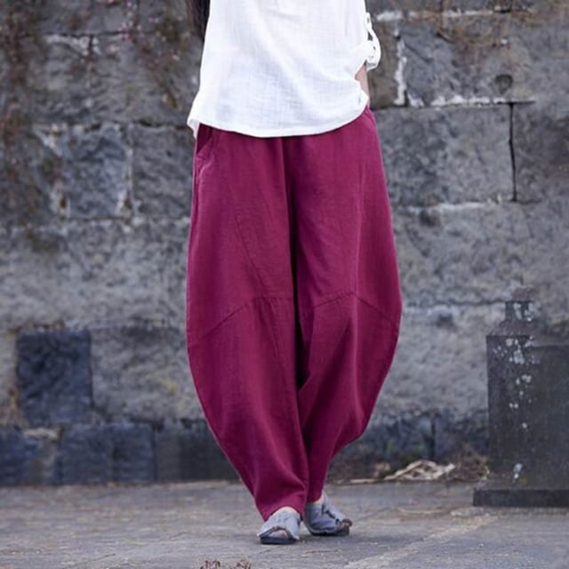 zanvin Pantalon pour Femmes, Pantalon Décontracté Ample et Bouffant pour Femmes Grande Taille avec Poches, Combinaison Mode, Pantalon Salopette en Coton et Lin, Pantalon Ample Décontracté