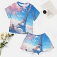 thumbnail image 4 of Blossoming Paris Eiffel Tower Print Women'S Pajamas Set Summer Sleepwear Sets 2 Piece Lounge Set, 4 of 7