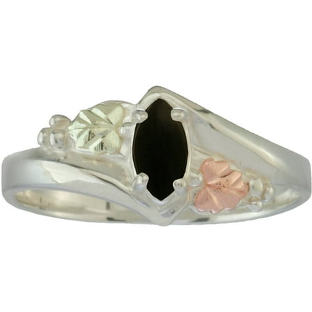 Black Hills Gold Jewelry by Coleman Co. Marquis Onyx 10kt and 12kt Black Hills Gold and Sterling Silver Ring