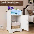 thumbnail image 3 of Superjoe LED Nightstand Set of 2 with Charging Station, Bedside Table with Storage Cabinet and Shelf, Rustic End Table, Farmhouse Wooden Side Table, for Bedroom, Living Room, White, 3 of 9