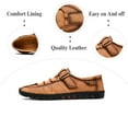 thumbnail image 2 of Mens Casual Leather Shoes Fashion Sneakers Lightweight Non-slip Loafers Outdoor Breathable Hiking Shoes Brown 8.5 US, 2 of 7