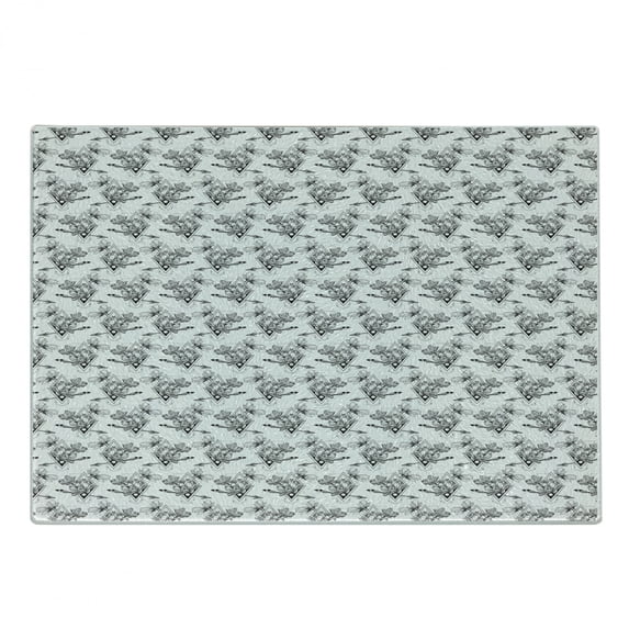 Alchemy Cutting Board, Repetitive Pattern with Floral Mystic Arrows Triangles, Decorative Tempered Glass Cutting and Serving Board, in 3 Sizes, by Ambesonne