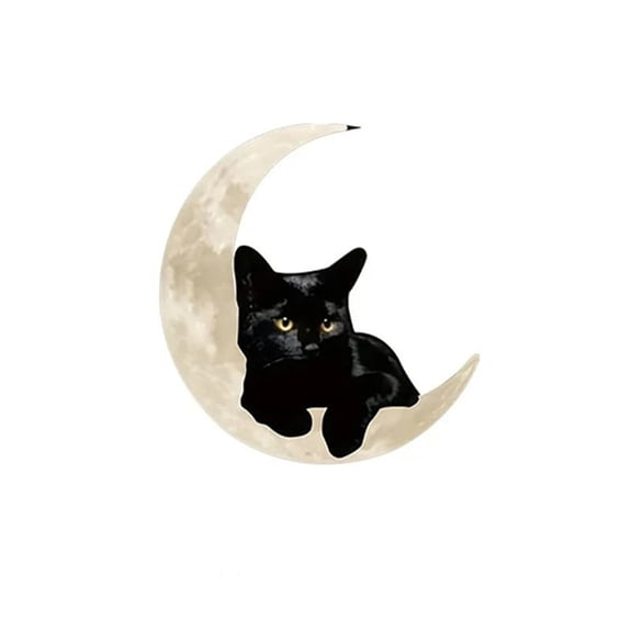 11.29×11.81 Inches Iron Crafts Black Cat Moon Metal home Art Wall Sticker Livingroom Outdoor Decor Bedroom Wall Hanging Art background decoration