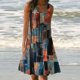 thumbnail image 1 of ICHUANYI Clearance Women Plus Size Casual Printed Round-Neck Short Sleeve Loose Knee-Length Dress(Orange, M) ICHUANYI WER2023081009523, 1 of 5