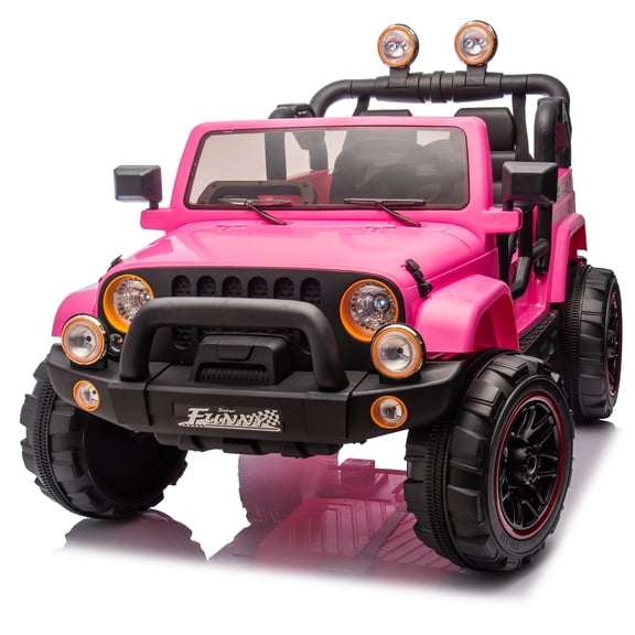 Joyracer 24V Kids Ride on Car with Parent Remote Control, 2WD Electric Ride on Toy for Kids, Rear Suspension, Music, Bluetooth, USB, Searchlight, Pink