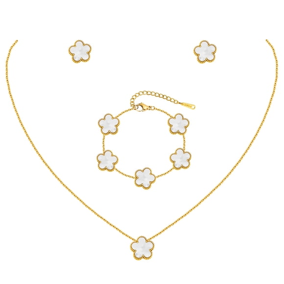 Conjunto de joyería MPRAINBOW chapado en oro de 18K con diseño floral