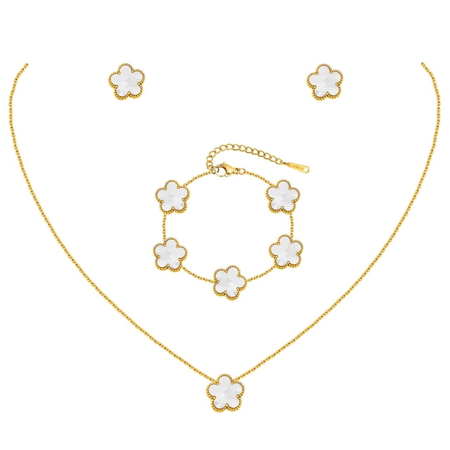 Conjunto de joyería MPRAINBOW chapado en oro de 18K con diseño floral