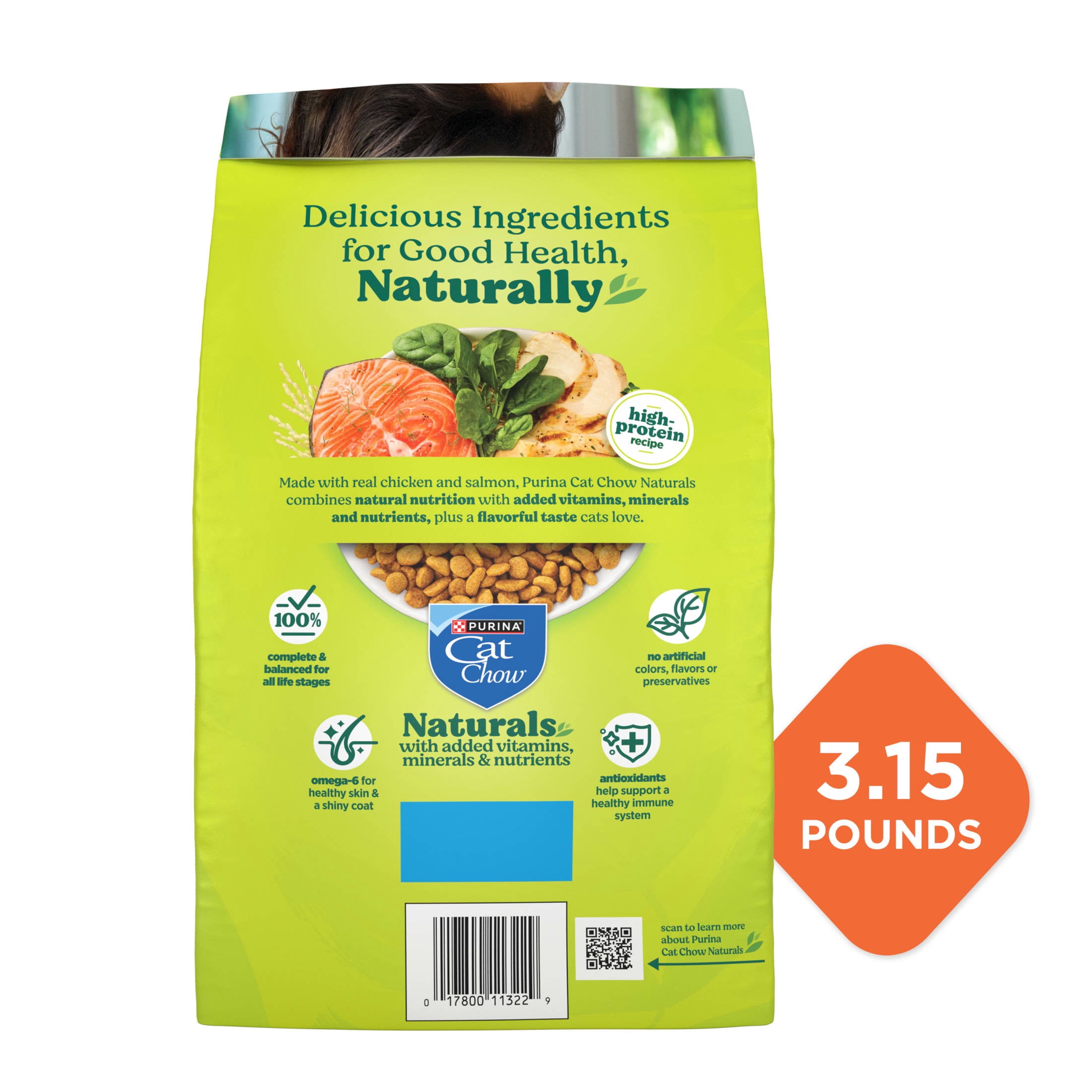 (2 pack) Purina Cat Chow Naturals Chicken Flavor Dry Cat Food, 3.15 lb Bag