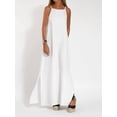 thumbnail image 4 of Women's Dress Summer Loose Flowy Sundress Spaghetti Strap Sleeveless Maxi Long Dresses White XXL, 4 of 10