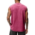 thumbnail image 4 of Men's Cotton Sleeveless Shirt Workout Muscle Tank Tops Casual Washed T Shirts Spring Summer Beach Tee Hot Pink XL, 4 of 4