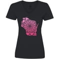 thumbnail image 3 of Inktastic Wisconsin Silhouette Mandala Women's V-Neck T-Shirt, 3 of 5