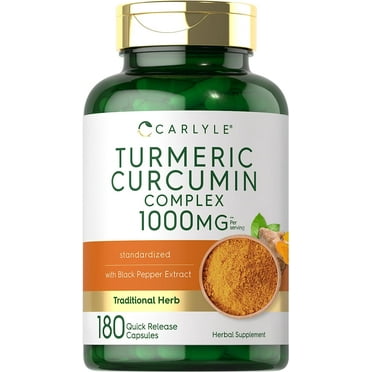 Turmeric Curcumin with Black Pepper 1000mg | 180 Capsules for Men and Women | by Carlyle