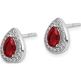 thumbnail image 2 of Sterling Silver Rhod Plated Red And Clear Cz Post Earrings (10.25 X 7.8) Made In Thailand qe14472jan, 2 of 5