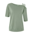 thumbnail image 6 of Womens Fashion Summer Tops Solid Color Casual One Shoulder Strap Short Sleeve Blouses for Women Trendy, 6 of 6