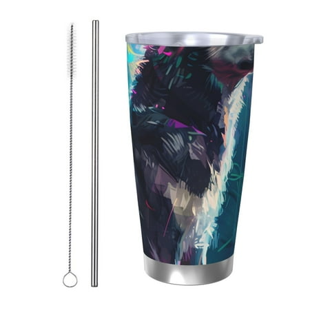 

Coaee Colorful Plant Wolf for 20oz Insulated Kettle Water Bottle For Running Hiking Cycling Climbing Men S Woman Insulated Water Bottle-Straw Two-piece Set